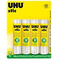 UHU Stic-Barra de pegamento sostenible. Pegado fuerte- rápido y duradero-Pack 4 x 21g.
